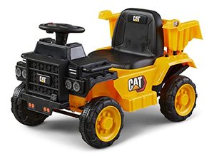 lot 20936 image: Kid Trax CAT Dump Truck Toddler Electric Quad Ride On Toy, 6 Volt, Kids 1.5-2.5 Years Old, Max Rider Weight 44 lbs, Yellow (KT1615)
