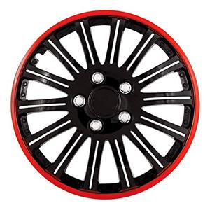 lot 20943 image: Pilot Universal Fit Cobra Black and Chrome with Red Trim 16 Inch Wheel Covers - Set of 4 (WH527-16RE-BX)