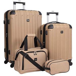 lot 20944 image: Travelers Club Midtown Hardside 4-Piece Luggage Travel Set, Tan
