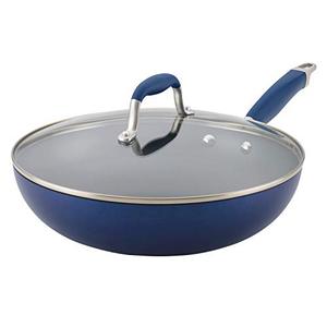 lot 20945 image: Anolon 12 Covered Ultimate Hard Anodized Aluminum Stirfry Pan, 12 Inch, Indigo