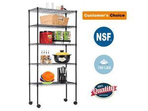 lot 20948 image: 5-Tier Wire Shelving Unit Steel Large Metal Shelf Organizer Garage Storage Shelves Heavy Duty NSF Height Adjustable Commercial Grade Utility.