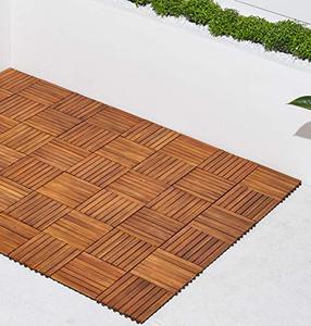 lot 20949 image: VIFAH V355 8-Slat Acacia Hardwood Interlocking Deck Tile