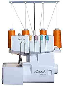 lot 30230 image: Brother Serger, 1034D, Heavy-Duty Metal Frame Overlock Machine, 1,300 Stitches Per Minute, Removeable Trim Trap, 3 Included Accessory Feet,White