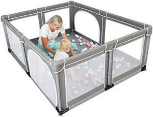 lot 30233 image: YOBEST Baby Playpen, Extra Large Play Pens for Toddlers, Babys Fence Play Area, Indoor & Outdoor Playard for Babies Kids Activity Center with Gate, Sturdy Safety Play Yard with Soft Breathable Mesh