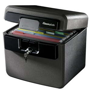 lot 40744 image: SentrySafe HD4100 Fire-Resistant Box Safe and Waterproof Box Safe with Key Lock 0.65 cu. ft.