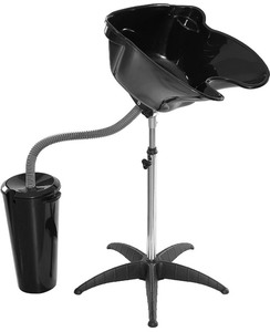 lot 40747 image: Portable Shampoo Bowl Salon Deep Basin Sink Hair Washing Unit, Height and Angle Adjustable, with Bucket and Drain Hose