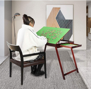 lot 40751 image: Fanwer Wooden Jigsaw Puzzle Table with Drawers and Legs for Adults 1500 Pieces, 34 x 26 Portable Folding Board for Games, Gift for Puzzle Amateur, Especially Suitable for Neck or Back Painer