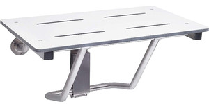 lot 40757 image: CSI Bathware SEA-WB2615-NH-PHSLO Bracket Wall Mount Folding Shower Seat with Slotted Top, White