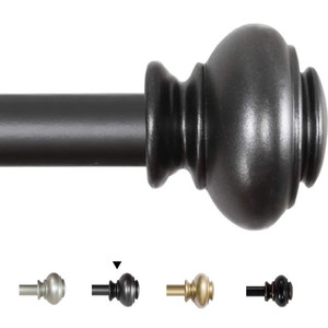 lot 40794 image: H.VERSAILTEX Window Curtain Rods for Windows 28 to 48 Inches Adjustable Decorative 34 Inch Diameter Single Window Curtain Rod Set with Classic Finials, Pewter Finishing
