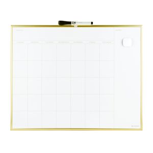 lot 10323 image: UBrands Magnetic Monthly Calendar Dry Erase Board 20 x 16 Inches Gold Aluminum Frame