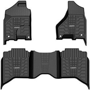 lot 30240 image: LASFIT Floor Mats Fit for 2013-2018 Dodge Ram 150025003500 Crew Cab, 2019-2021 Ram Pickup 1500 Classic Crew Cab All Weather Car Liners