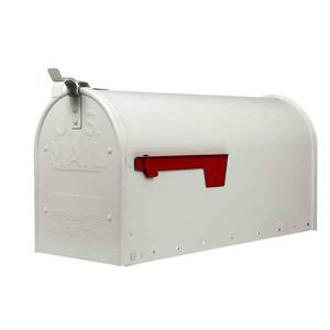 lot 30244 image: Gibraltar Admiral Large Aluminum Post Mount Mailbox, White