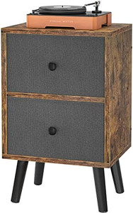 lot 30255 image: Ecoprsio Tall Nightstand, 26 Inch Tall Bedside Table, Mid Century Night Stand with 2 Large Storage Drawers Large End Table Side Table for Bedroom, Living Room, Sofa Couch, Vintage