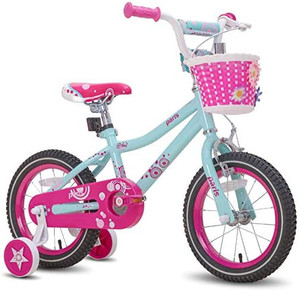 lot 30271 image: JOYSTAR Paris Girls Bike for Toddlers and Kids 2-9 Years Old, 14 Inch Kids Bike with Training Wheels, Basket and Handbrake, Kids Children Bicycle