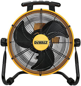 lot 30274 image: DEWALT Industrial Floor Fan, 18 Inch Drum Fan, 3-Speed Heavy Duty Air Circulator with Adjustable Tilt, Model DXF1840 , Yellow