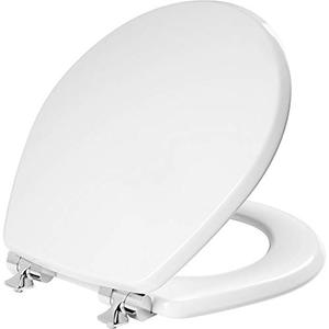 lot 40768 image: MAYFAIR 826CHSL 000 Benton Toilet Seat with Chrome Hinges will Slow Close and Never Come Loose, ROUND, Durable Enameled Wood, White