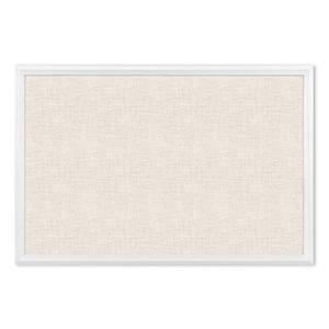 lot 40773 image: U Brands Cork Linen Bulletin Board, 20 x 30 Inches, White Wood Frame (2074U00-01)