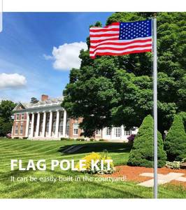 lot 7 image: VIVOHOME 25FT Sectional Flag Pole Outside In Ground Extra Thick Heavy Duty Aluminum Outdoor FlagPole with 3x5 Polyester American Flag and Golden Ball for Residential or Commercial Silver