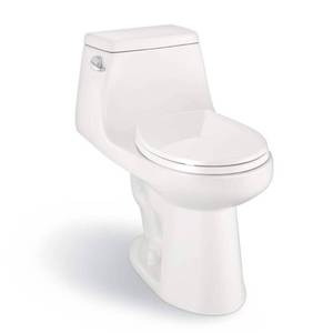 lot 8 image: Glacier Bay 1-Piece 1.28 GPF High Efficiency Single Flush Round Front Toilet in White, Seat Included