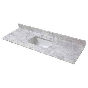 lot 9 image: Home Decorators Collection 61 in. W x 22 in. D Marble Single Trough Sink Vanity Top in Carrara