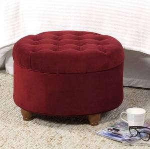 lot 52 image: Homepop Home Decor Large Button Tufted Velvet Round Storage Ottoman