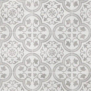 lot 66 image: Ivy Hill Tile Sintra Silver Ornate Encaustic 9 in. x 9 in. Mate Porcelain Floor and Wall Tile (20 pieces  10.65 sq. ft.  box)