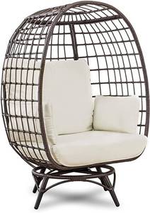 lot 80 image: Sunjoy Laura Swivel Egg Cuddle Chair, Brown