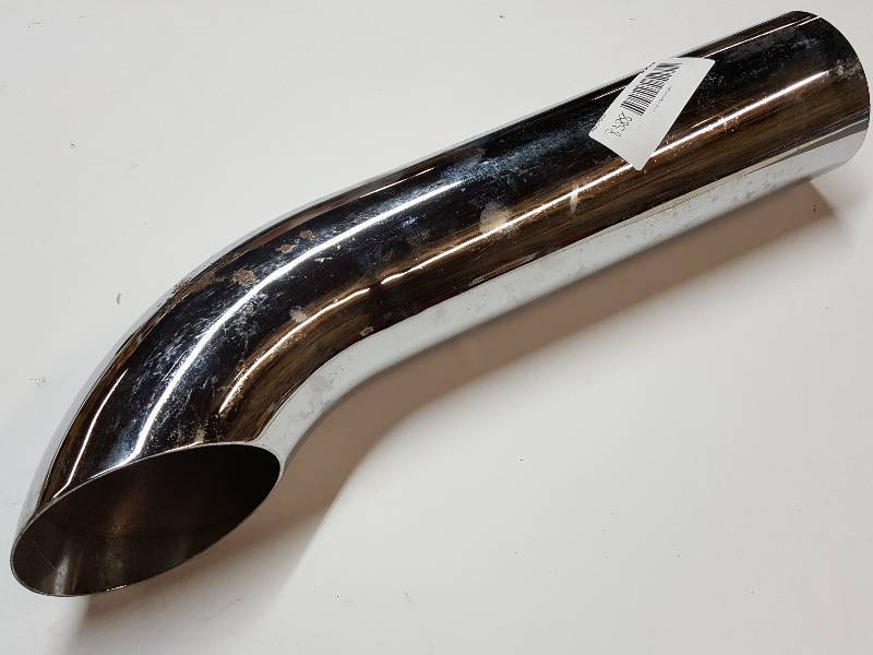 lot 8388 image: 3 inch OD 13 inch overall length chrome turn down exhaust tip for your hot rod