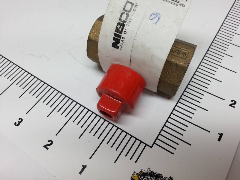lot 8790 image: New 34 female NPT threads in out 90 degree turn gate valve with square wrench to shut off on