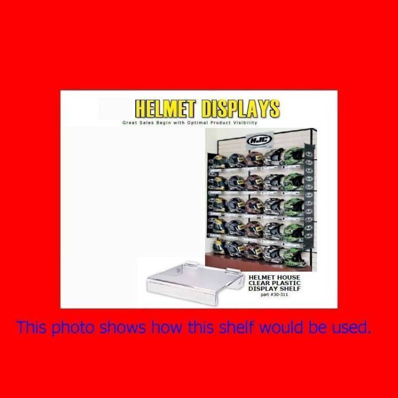 lot 8833-3 image: New clear Acrylic Motorcycle Helmut House 30-311 display w front shelf talker.