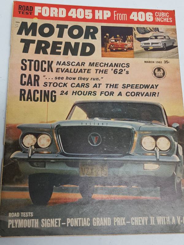 lot MT3-62 image: March 1962 Motor Trend magazine collectable issue featuring Stock Car Racing