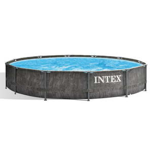lot 2228 image: Intex 12 Foot x 30 Inch Greywood Prism Steel Frame Premium Pool Set with Filter