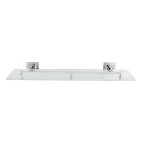 lot 2255 image: MODONA Square 20 in. Frosted Glass Shelf with Rail in Polished Chrome