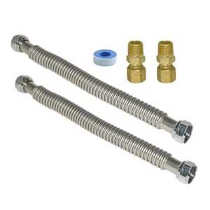 lot 2260 image: Eastman 48281 Corrugated Stainless Steel Electric Water Heater Installation Kit, 34 inch FIP, 18 inch