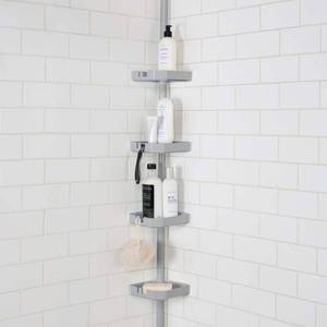 lot 2261 image: Bath Bliss 4 Tier Tension Corner Shower Organizer Caddy Bedding