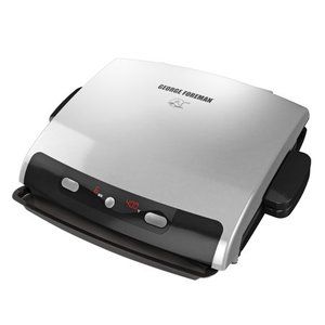lot 2282 image: George Foreman 6-Serving Removable Plate Electric Indoor Grill and Panini Press Silver