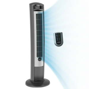lot 2307 image: Lasko 42 Wind Curve Tower Fan with Ionizer and Remote 2551 - Silver