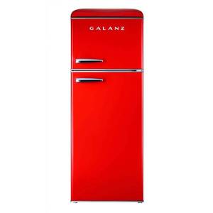 lot 2310 image: Galanz - Retro 7.6 Cu. Ft Top Freezer Refrigerator - Red