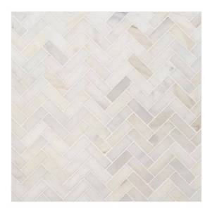 lot 2311 image: White Jade 11.92 in. x 12.79 in. Herringbone Polished Marble Mosaic Tile (1.06 sq. ft.Each)