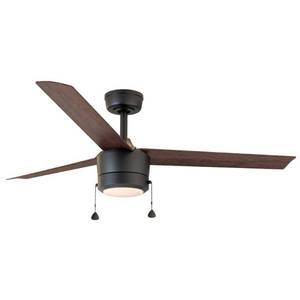 lot 2324 image: Altitude Tritour 52 in. Integrated LED Indoor Matte Black Ceiling Fan with White Color Changing Light Kit