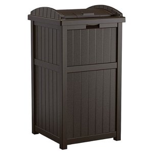 lot 2331 image: Suncast - Trash Hideaway Outdoor Patio Garbage Waste Trash Can Bin - Java