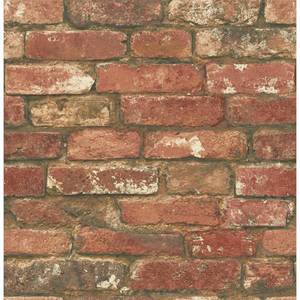 lot 2349 image: NuWallpaper West End Brick Vinyl Peel & Stick Wallpaper Roll (Covers 30.75 Sq. Ft.), Red - 2 rolls