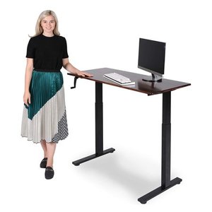 lot 2357 image: SDADI Adjustable Height Steel Frame Standing Desk Crank Adjust BlackTeak