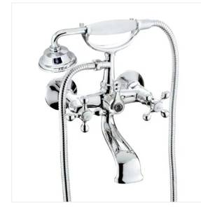lot 2378 image: Classic 6 in. 2-Handle 1-Spray Tub and Shower Faucet with Porcelain Hand Held Shower in Polished Chrome (Valve Included)