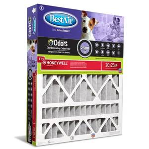 lot 2399 image: BestAir PFHW2025-11CR Carbon Infused Honeywell 20x25x4 Series 2500 MERV 11 Pet Filter