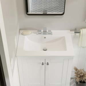 lot 2404 image: Swiss Madison Ceramic Vanity Top 24 with Three Faucet Holes