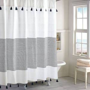 lot 22564 image: Peri Home Panama Stripe Shower Curtain in Navy at Nordstrom