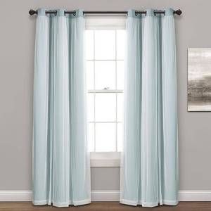 lot 22572 image: 84 x 38 - Blue- Lush Decor Grommet Sheer Panels with Insulated Blackout Lining