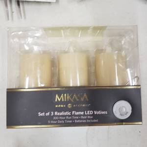lot 22590 image: Mikasa Set of 3 Realistic Flame LED Votives