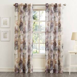 lot 22666 image: No. 918 Andorra Watercolor Floral Textured Sheer Single Curtain Panel